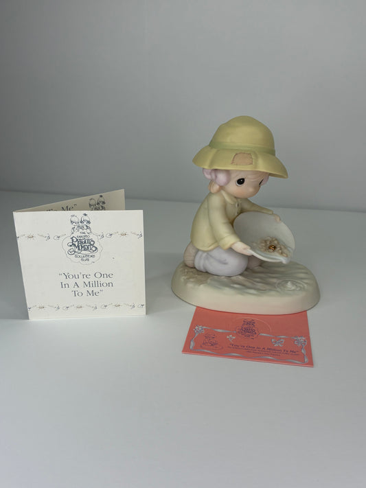Precious Moments Vintage 1994 1995 Members Only Figurine "You're One in a Million to Me" Hand Painted Porcelain Collectible Figurine Original Box