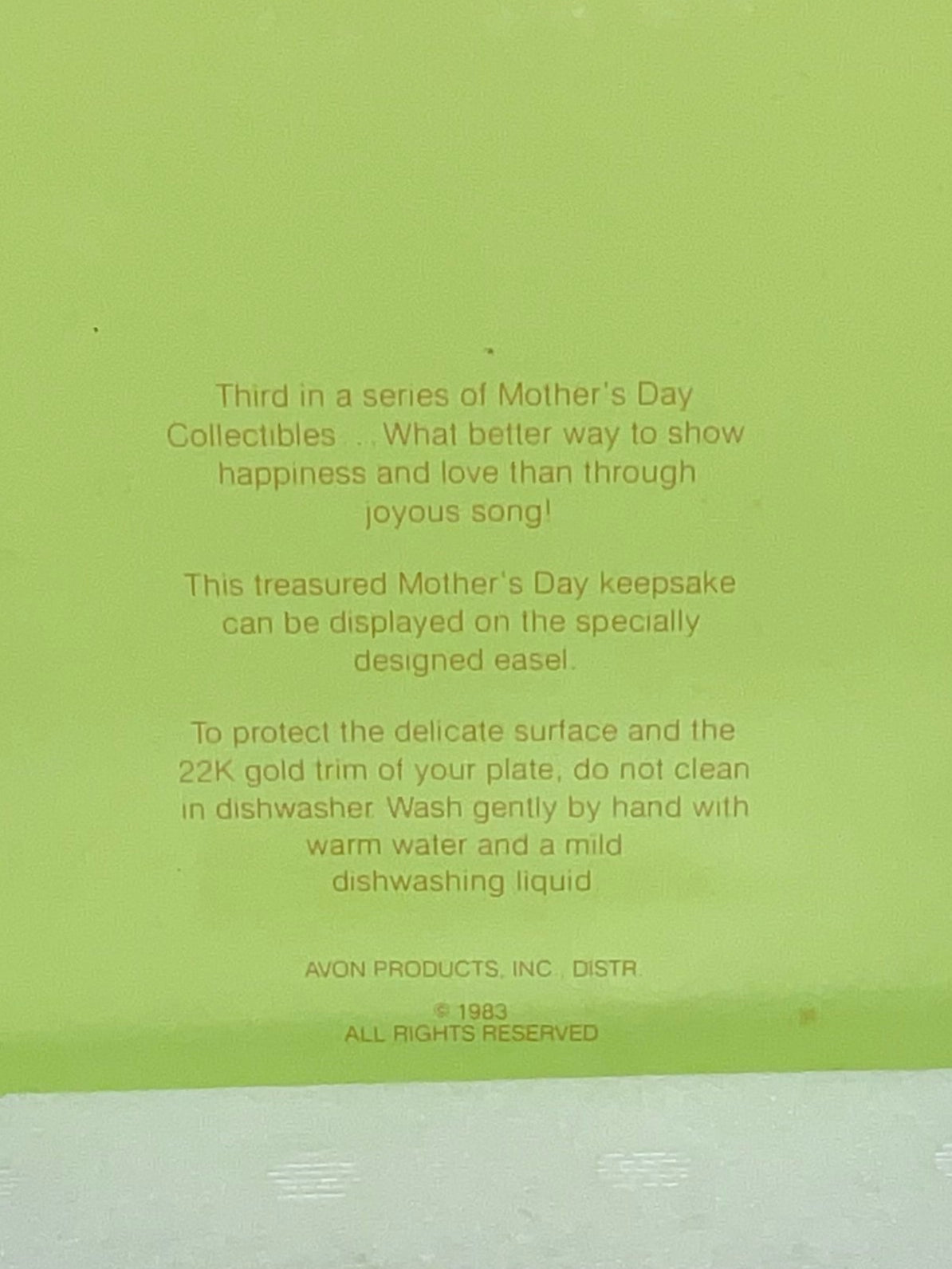 Mother's Day 1983 Commemorative Decorative Plate Love is a Song for Mother New in Box