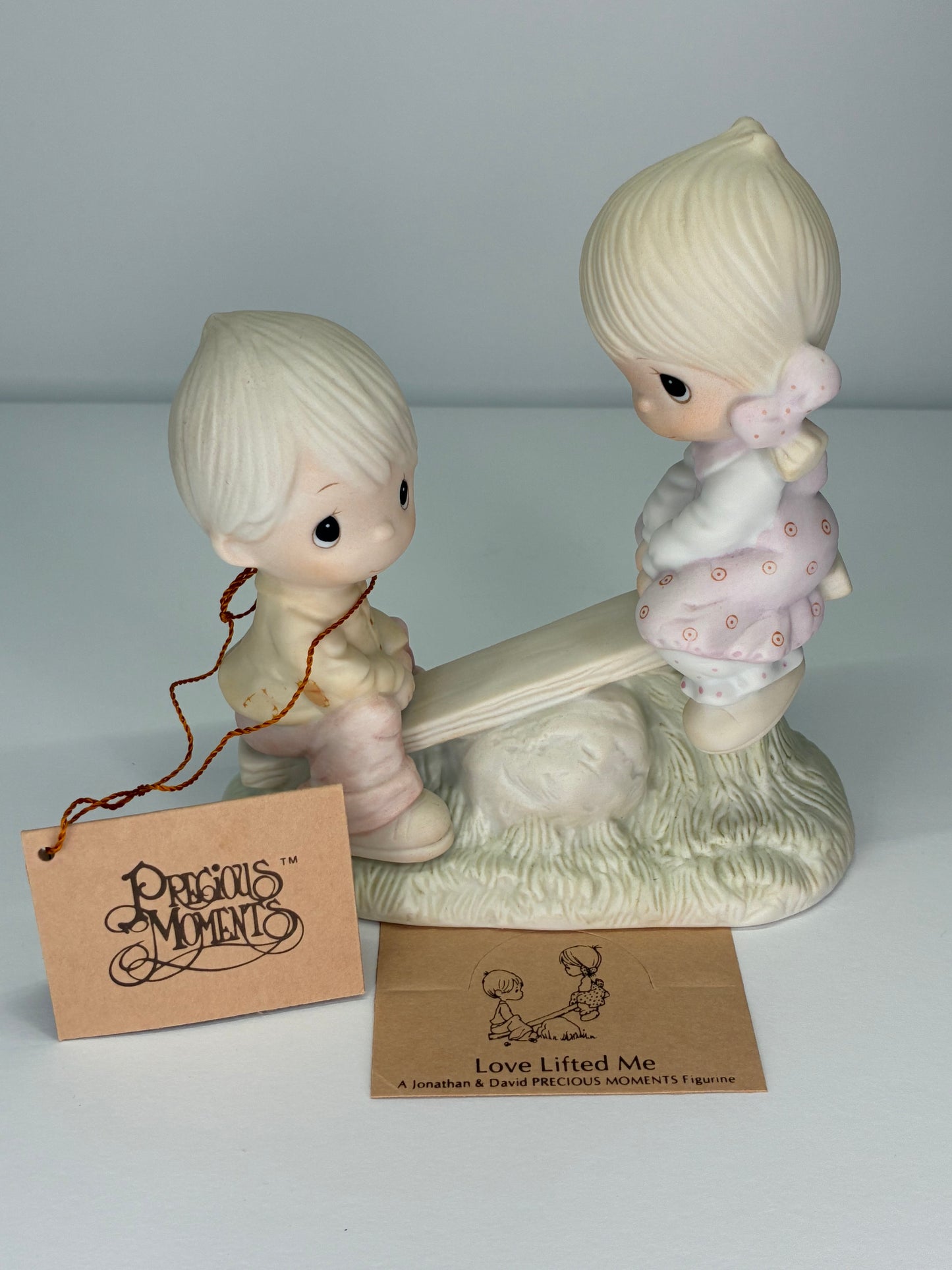 Precious Moments Vintage 1978 love Lifted Me Hand Painted Porcelain Collectible Figurine Original Box