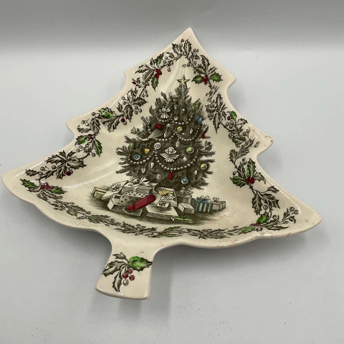 Vintage Johnson Bros. Christmas Tree-shaped Holiday Dish