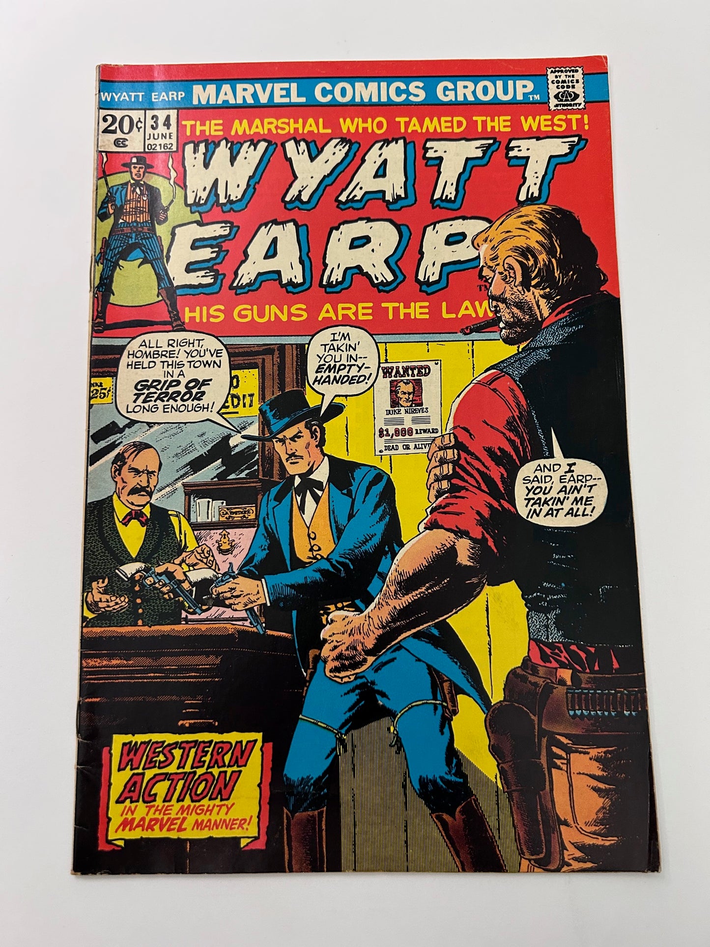 Wyatt Earp Marvel Comic Book #34 Vintage 1973 John Severin Cover Art