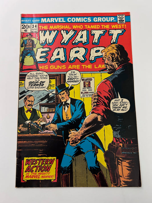 Wyatt Earp Marvel Comic Book #34 Vintage 1973 John Severin Cover Art
