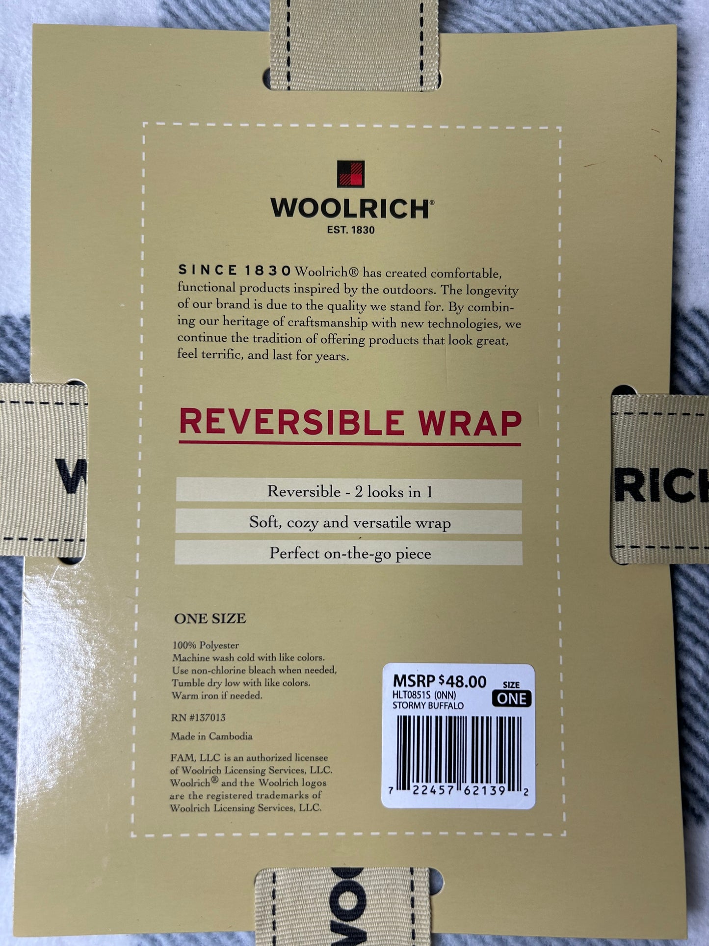 Woolrich Reversible Wrap - Stormy Buffalo