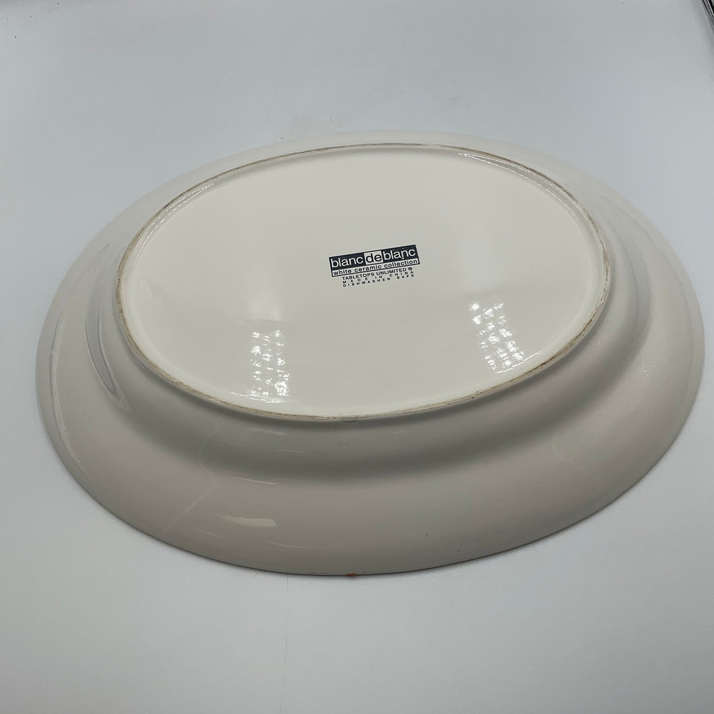 Blanc De Blanc White Ceramic Collection 18 Inch Oval Platter