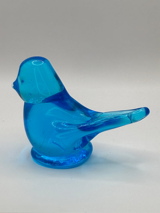 Handmade Artisan Glass "Grandma's Bluebirds" Blue Bird Figurine