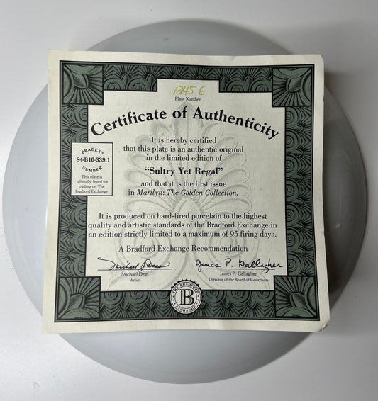 Marilyn Monroe "Sultry Yet Regal" Postage Stamp Collectible Plate #d with COA