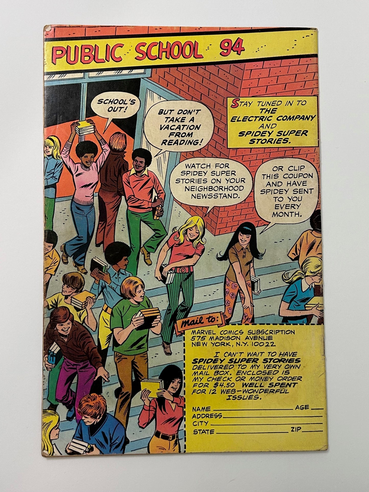 Spider Man Spidey Super Stories #12 The Owl and the Cat Vintage 1975 Marvel Comics and Electric Company Comic Book