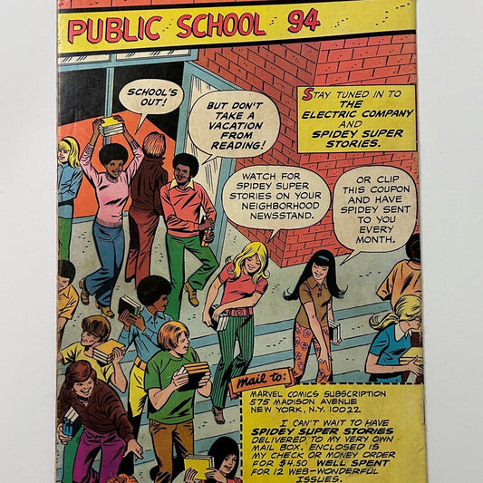 Spider Man Spidey Super Stories #12 The Owl and the Cat Vintage 1975 Marvel Comics and Electric Company Comic Book