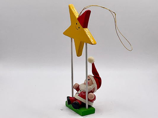 Gallery Originals Vintage Santa on a Star Hand-Painted Wood Christmas Holiday Ornament with Original Box