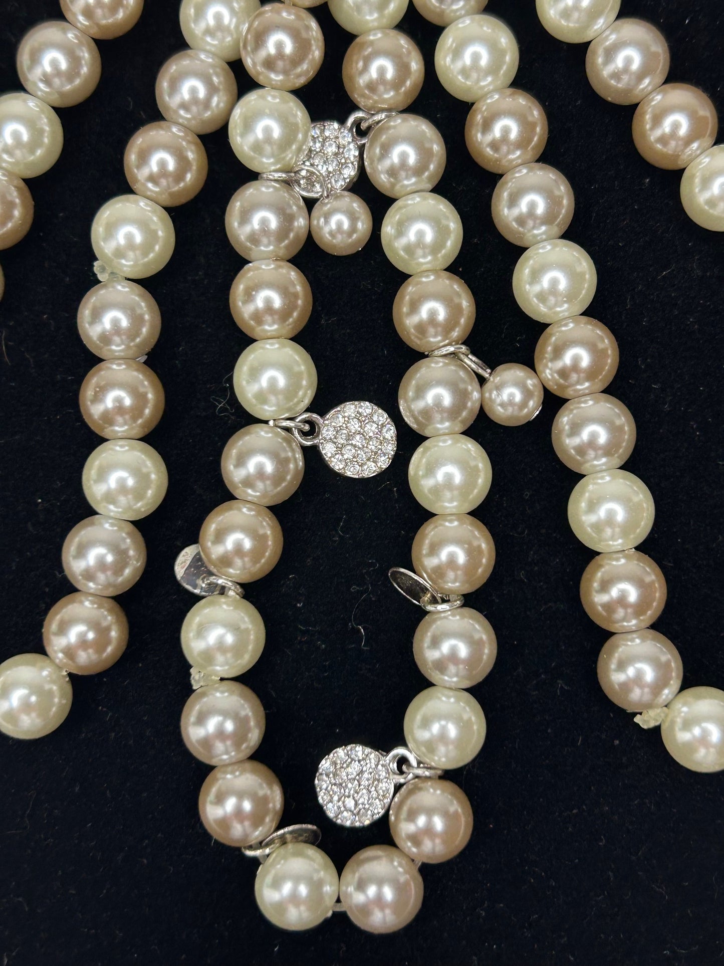 Chaps Faux Pearl Silver Beaded Bracelets (3) with Charms