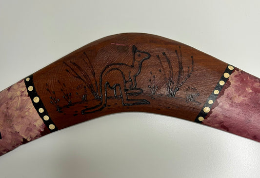 Authentic Hand Carved and Painted Kangaroo Boomerang
