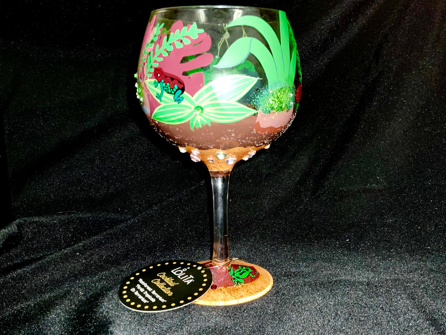 Lolita Cocktail Collection Artisan Hand-Painted Wine Glass Rainforest Terrarium Copa Goblet Style Cup Brand New in Original Package