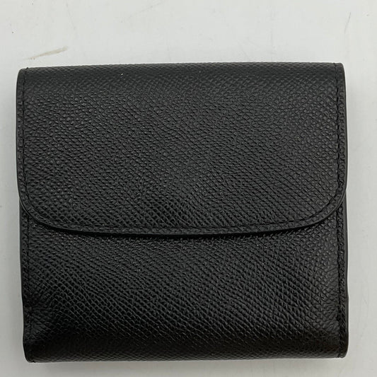 Coach Black Leather Trifold Wallet Cardholder Goldtone Accent Hardware