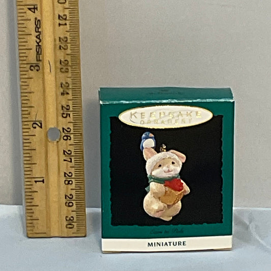 Hallmark Miniature Ornament Ears to Pals 1993 "Bluebird Sitting on Bunny's Ear"