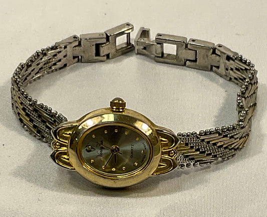 Vanity Fair Quartz Two-Tone Stainless Steel Woman's Watch Working New Battery