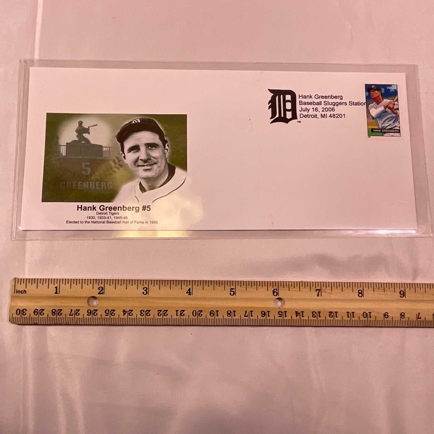 Hank Greenberg Baseball Slugger Station Statue Envelope HOF Detroit Tigers