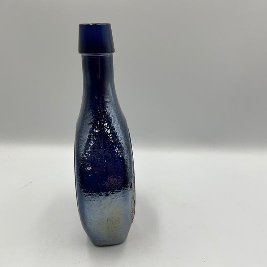 Vintage Wheaton “Great American Series”Blue Iridescent Carnival Glass Bottle