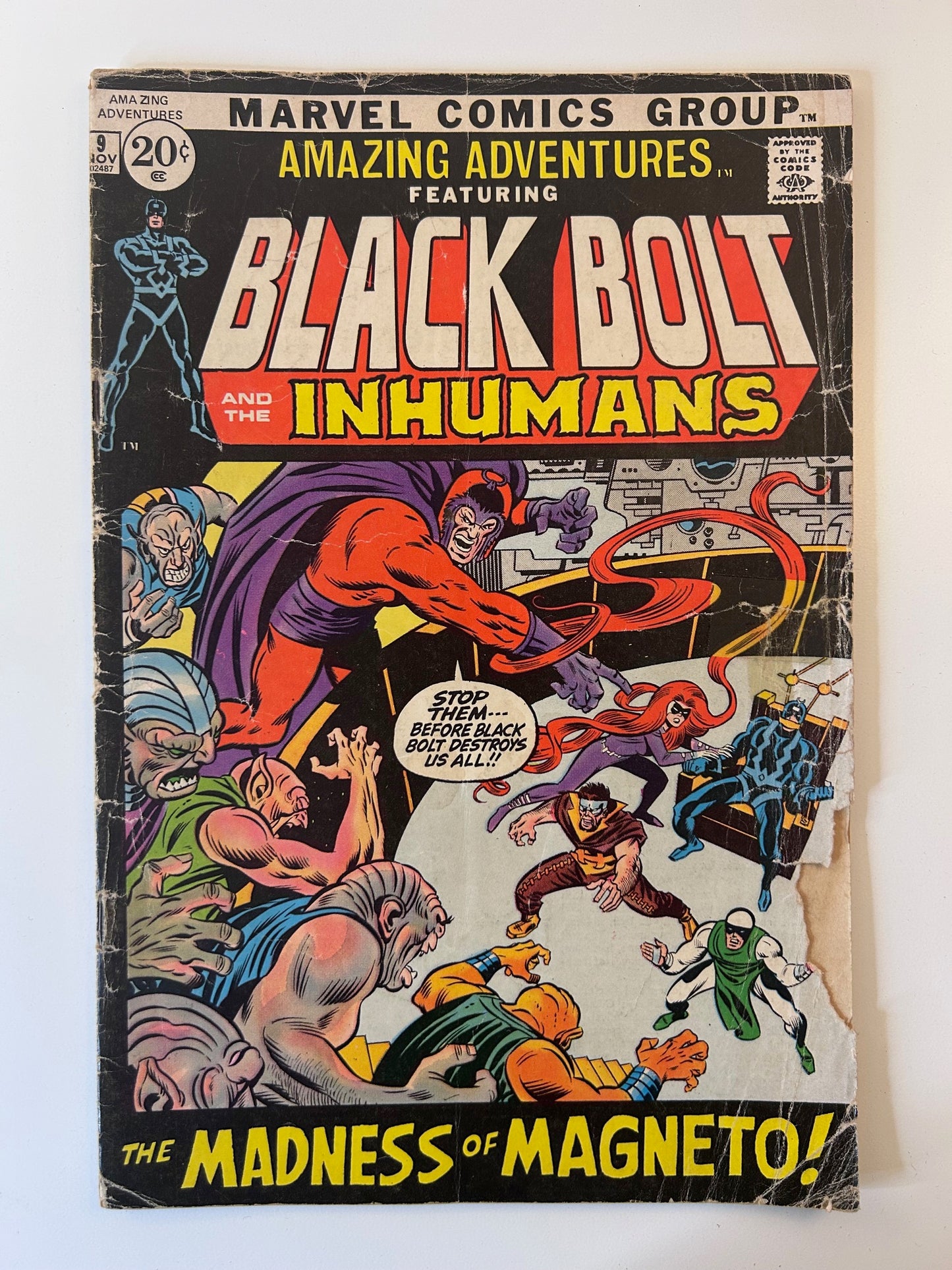 Amazing Adventures Black Bolt and The Inhumans #9 Madness of Magneto Vintage 1970 Marvel Comic Book