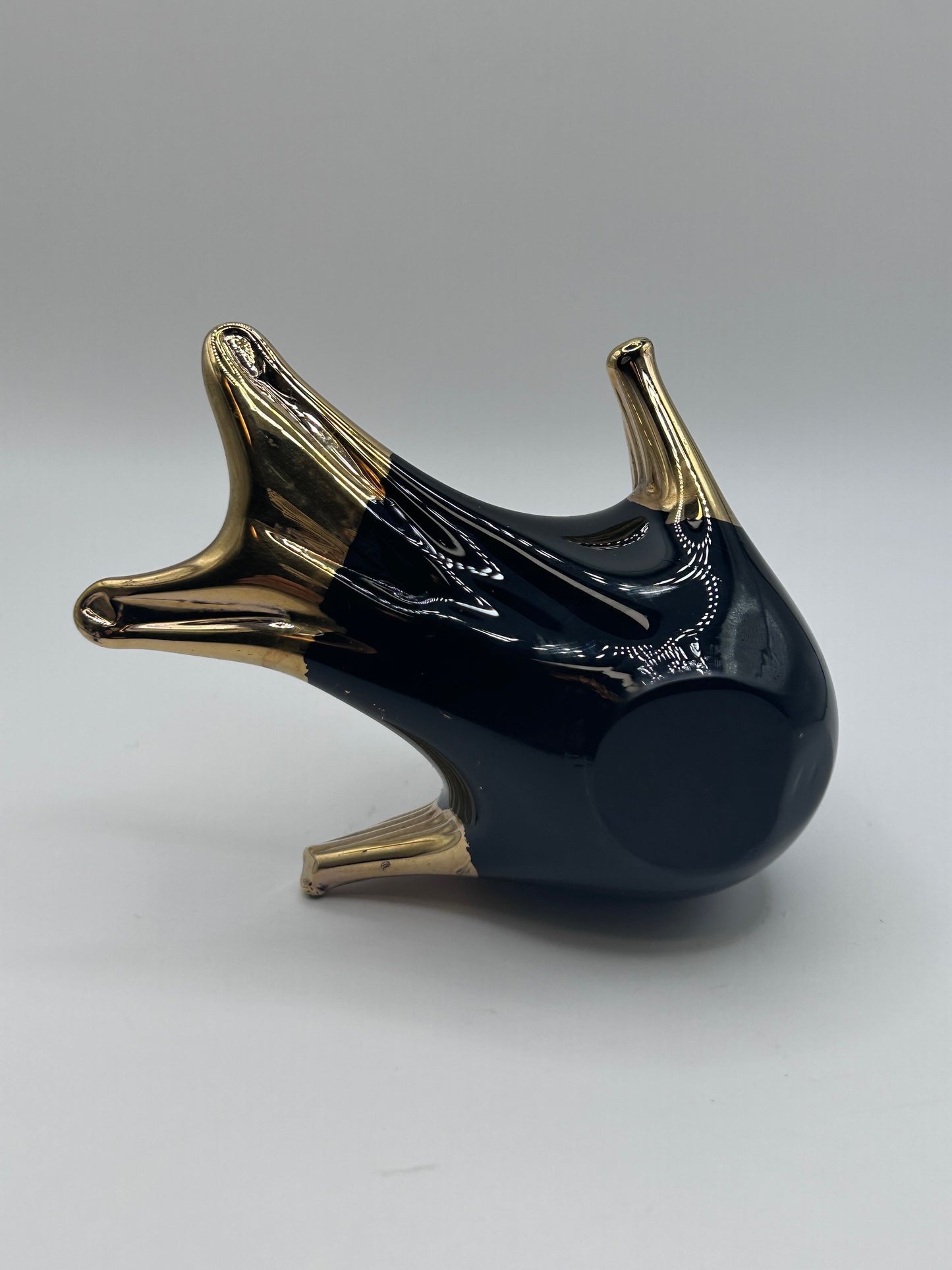 Black and Gold Handmade Artisan Glass Bird Figurine