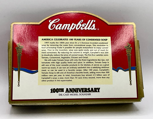 Campbell's Soup Vintage 1997 100th Anniversary Die-Cast Model Souvenir Truck Collectible in Original Box