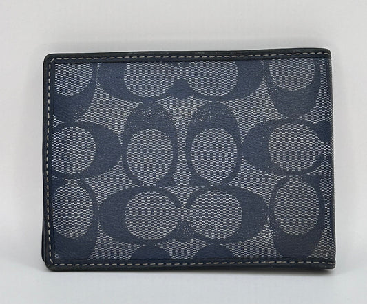 Coach Genuine Leather Blue Signature Wallet