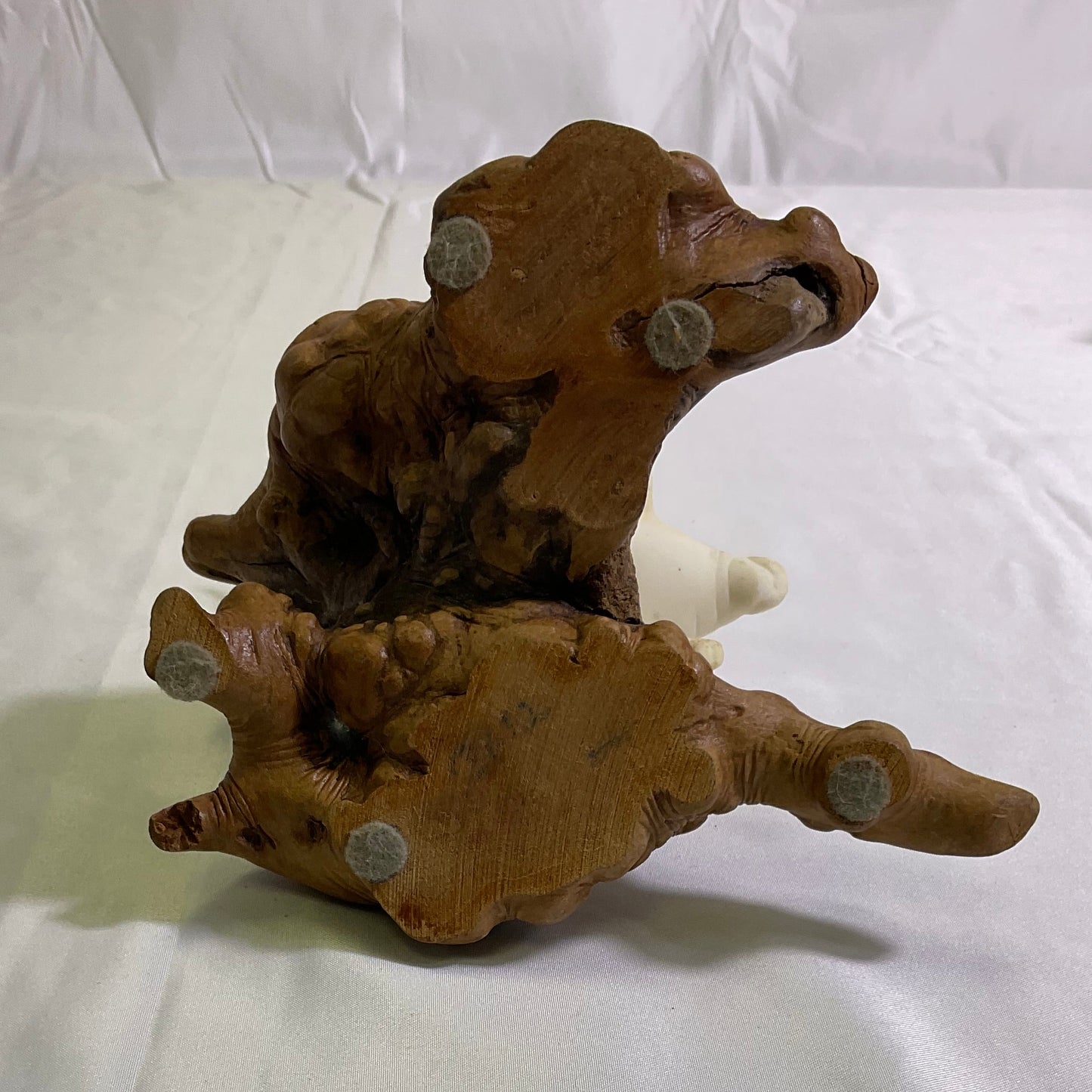 Florida Manatees White Pellucida Resin Sculpture on Burlwood by John Perry