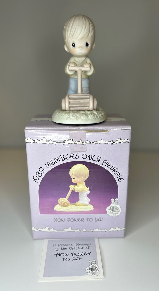 Precious Moments Vintage 1989 Members Only Figurine Mow Power To Ya! New in Box