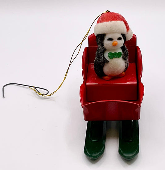 Avon Gift Collection Vintage Christmas Holiday Seasonal Ornament Snowy Penguin Santa Sleigh Original Box
