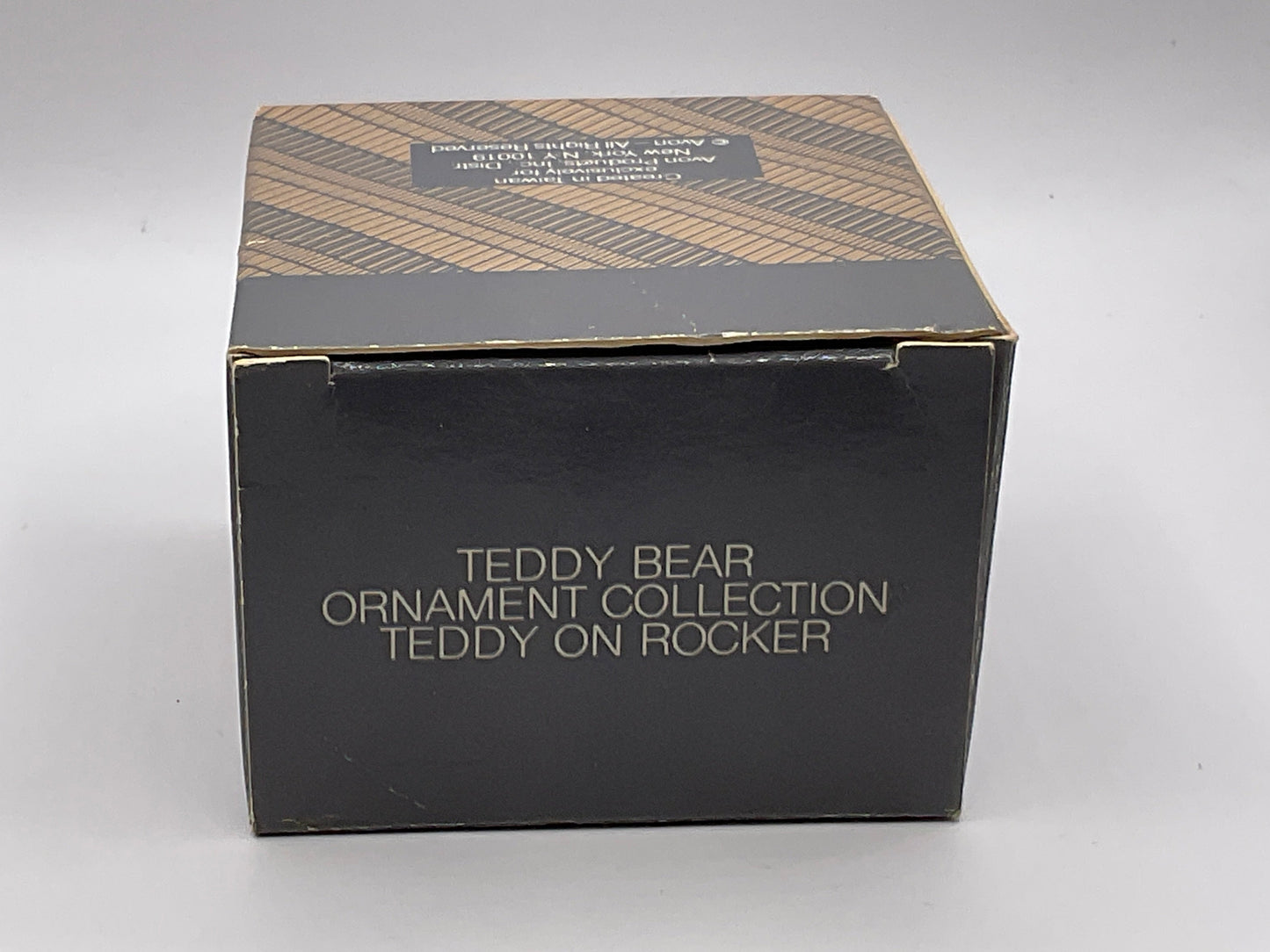 Avon Gift Collection Vintage 1980s Teddy Bear on Rocker Christmas Holiday Ornament Original Box