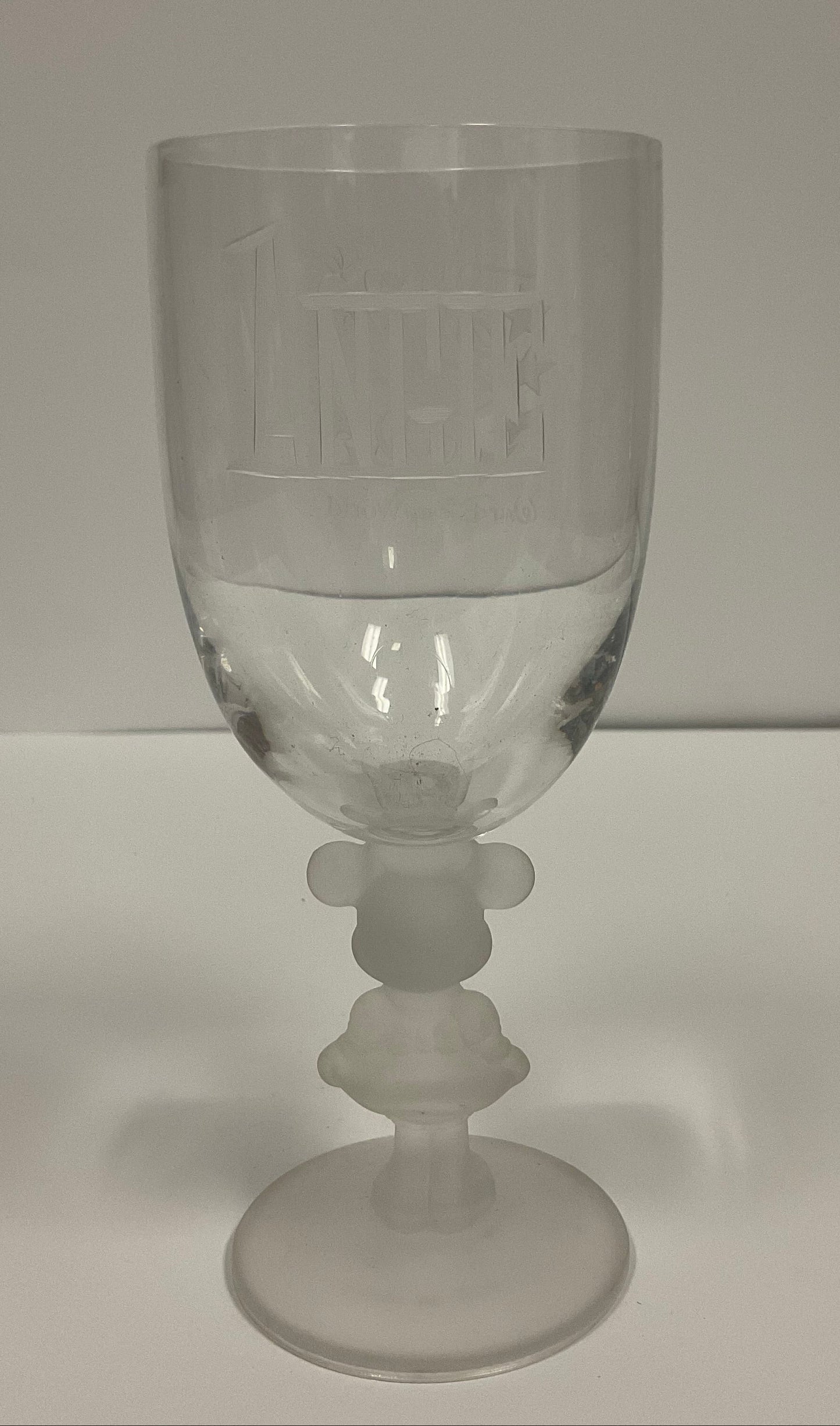 Stemmed Minnie Mouse Wine Glass Inscribed Walt Disney World Vintage 1996 25th Anniversary.