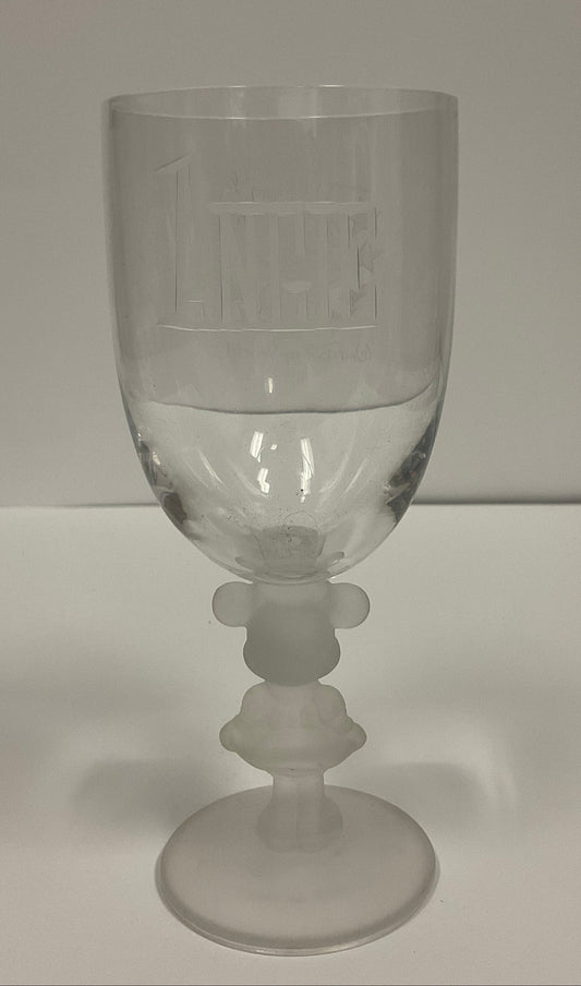 Stemmed Minnie Mouse Wine Glass Inscribed Walt Disney World Vintage 1996 25th Anniversary.