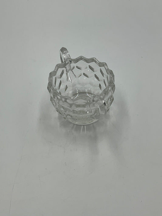 Vintage Fostoria American Clear Glass Creamer,Open Sugar Bowl and Matching Under Tray