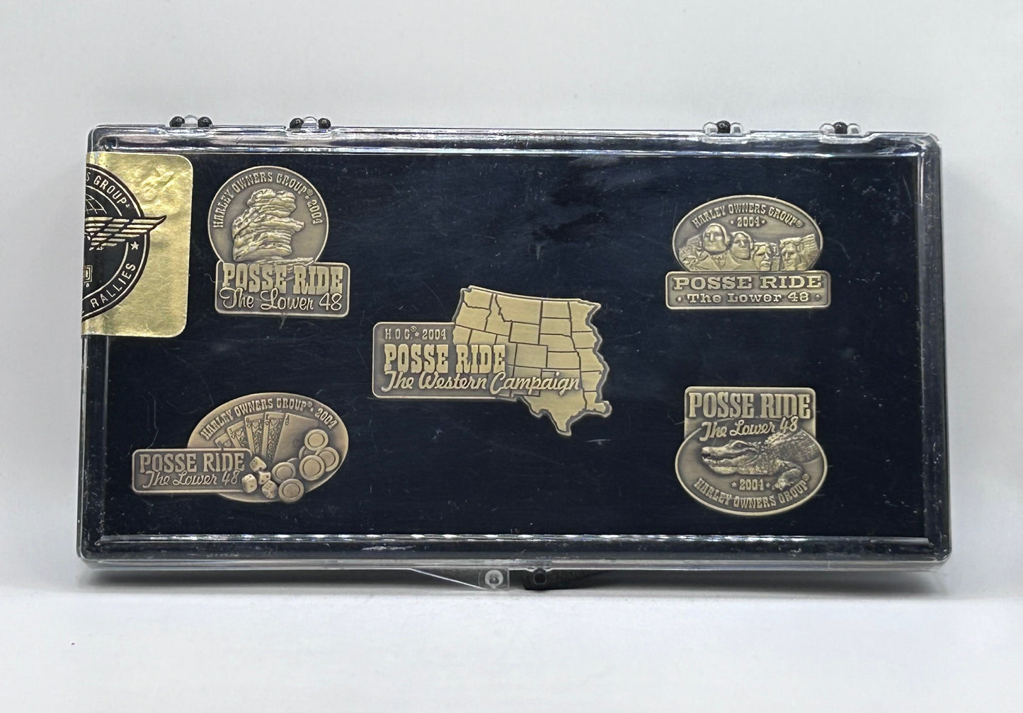 Harley Davidson Posse Ride Pin Collection Vintage 2004 Lower 48 Owner Group Hog Sealed Original Case
