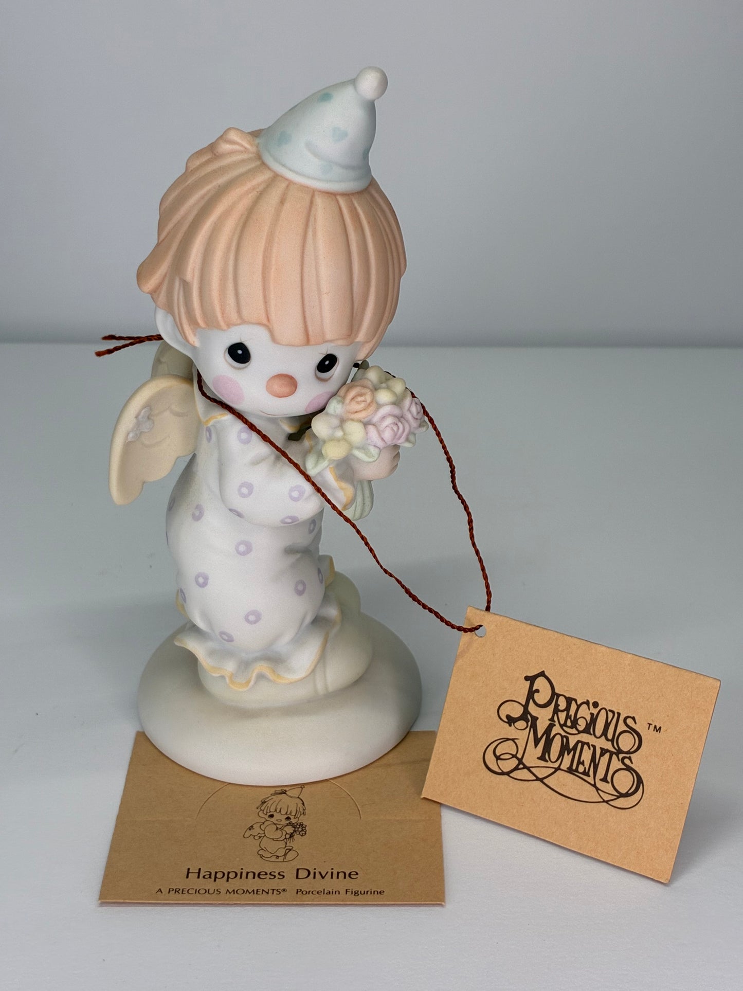 Precious Moments Vintage 1987 Happiness Divine Hand Painted Porcelain Collectible Figurine Original Box Mint