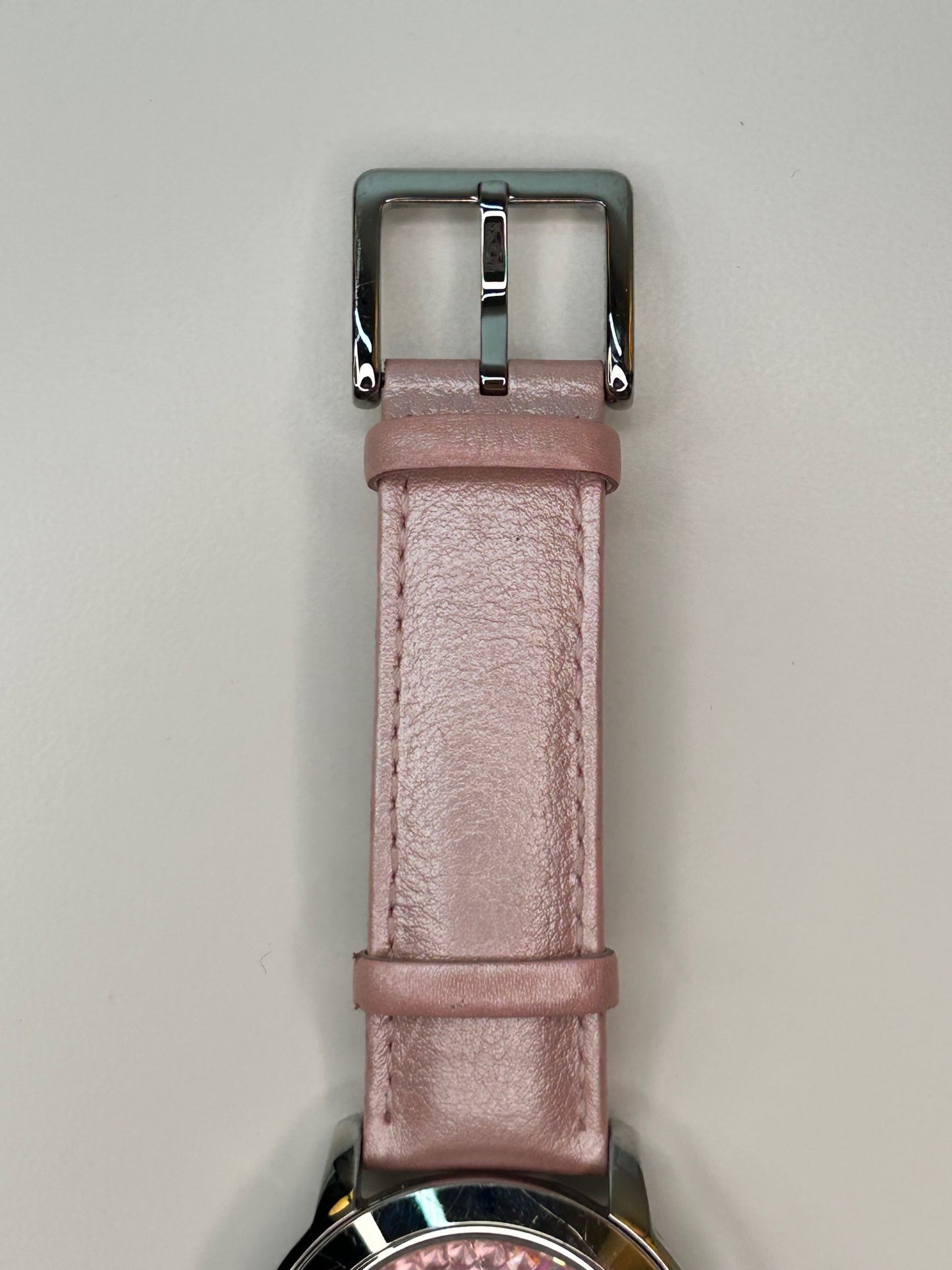 DKNY Pink Crystal Face Leather Band Water-Resistant Women's Watch