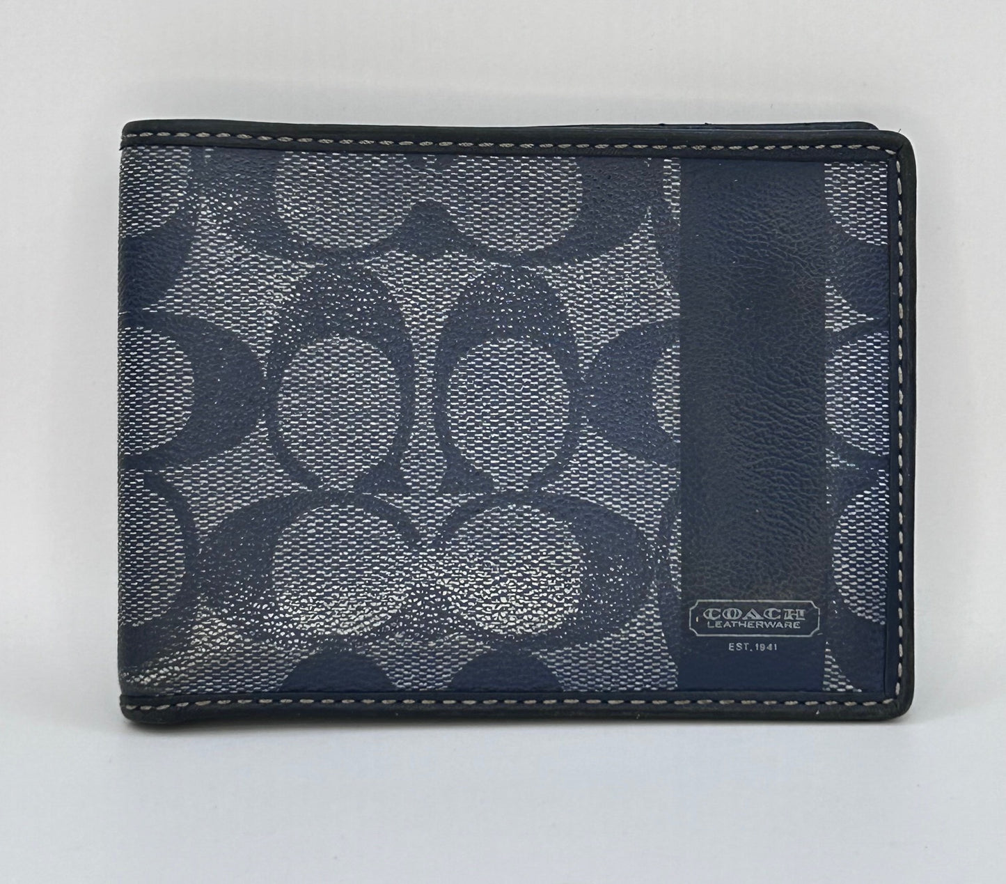 Coach Genuine Leather Blue Signature Wallet