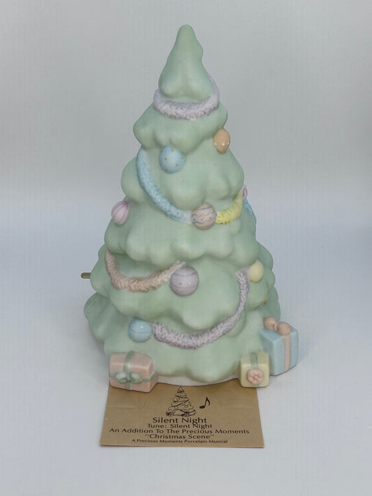 Precious Moments Porcelain Music Box Vintage 1985 Silent Night Hand Painted Figurine Orig Box