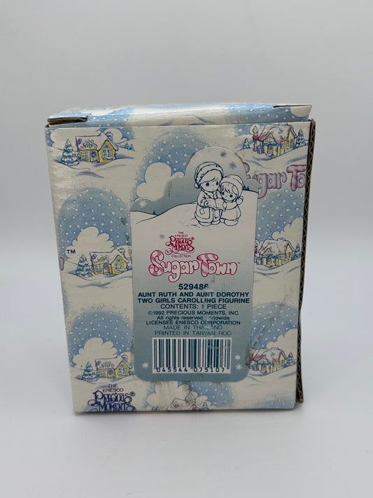 Precious Moments Vintage 1992 Aunt Ruth and Aunt Dorothy Two Girls Carolling