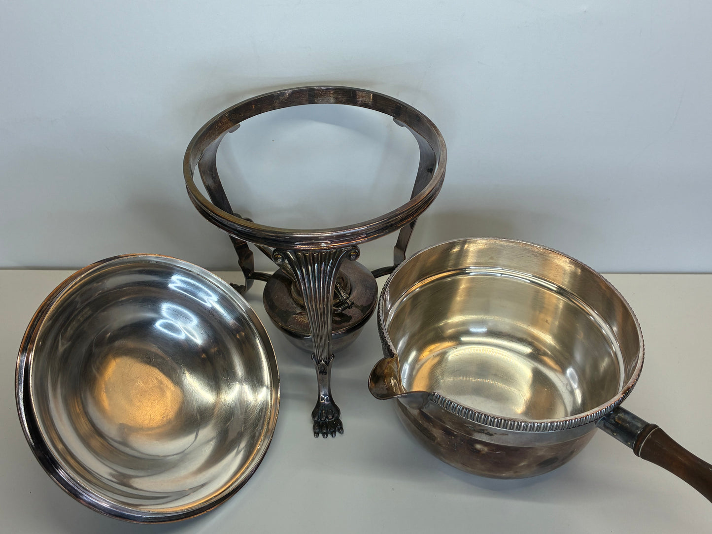 Antique 4 Piece Cavendish Chafing Dish Electroplated Nickle Silver EPNS Made in England