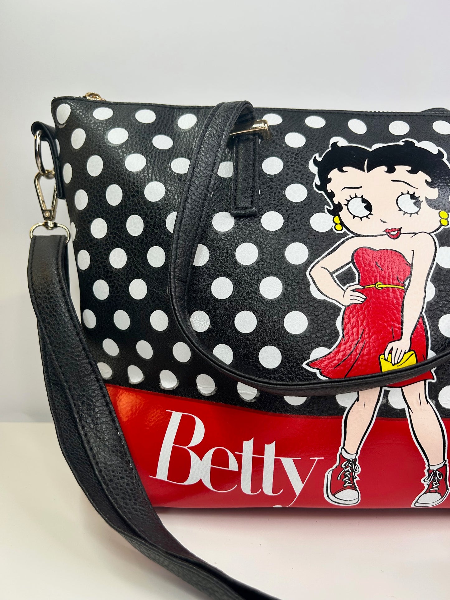 Betty Boop Handbag Black and Red Vegan Leather