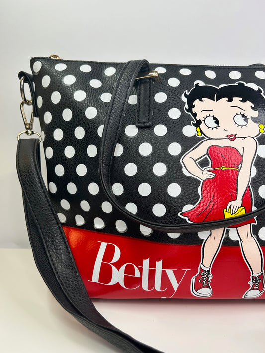 Betty Boop Handbag Black and Red Vegan Leather
