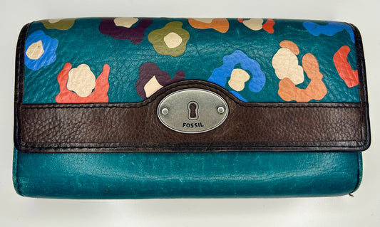 FOSSIL Marlow Turquoise Floral Trifold Wallet
