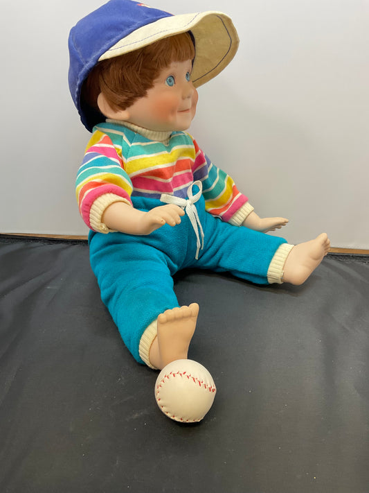 Danbury Mint Porcelain Christopher Baseball Doll by Elke Hutchens With Original Box