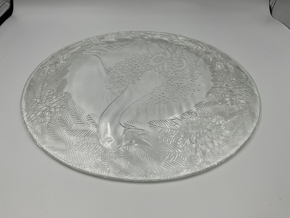 vintage clear pressed glass holiday serving platter