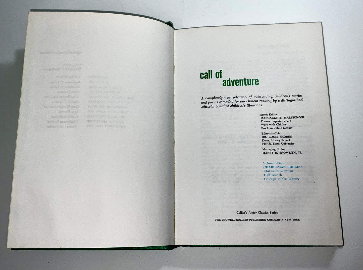 Call of Adventure Collier's Junior Classics Series #9 Vintage 1962 Hardcover Book