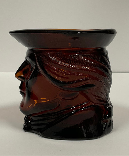 Paul Revere Vintage 1970s Avon Figural Bicentennial Amber Glass Head Candle Holder