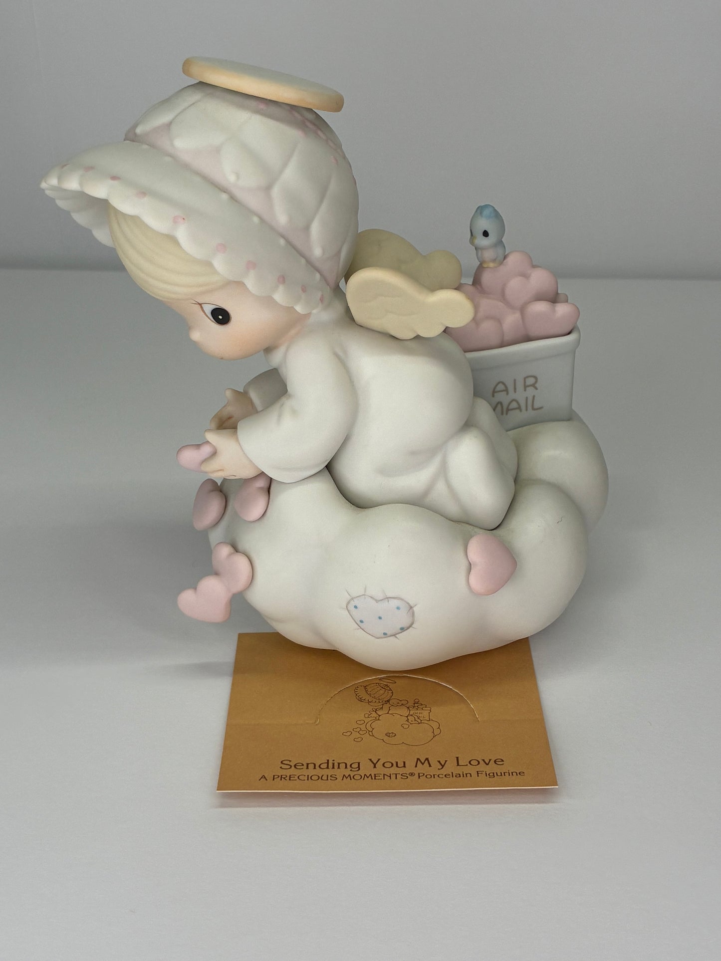 Precious Moments Vintage 1987 Sending You My Love Hand Painted Porcelain Collectible Figurine with Original Box