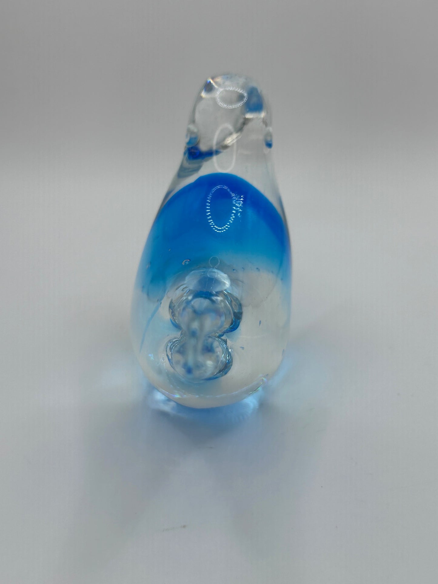 Blue and Clear Murano Style Hand-Blown Glass Bird Artistic Figurine