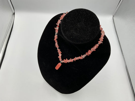 Pink Glass/Stone Designed Necklace