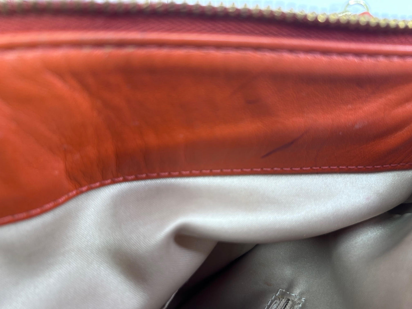 Coach Ashley Op Art Dotted Shoulder Bag Tan with Orange/Salmon Leather Accent